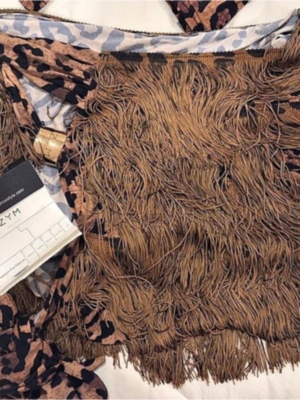 ZYM Leopard Fringe Skort in Brown & Black Size Medium NWT - Picture 7 of 13